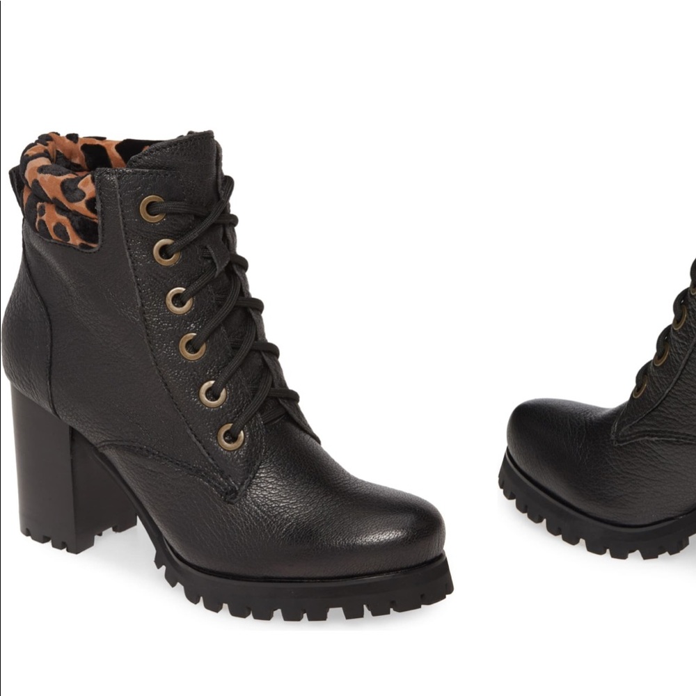 Kelsi Dagger Brooklyn Black Boot/Leopard Trim 7.5